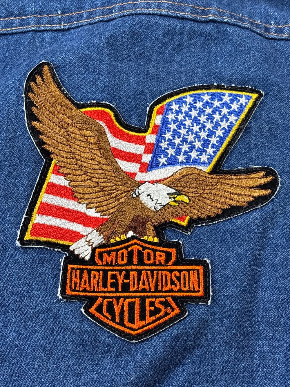 Vtg Youth Saddle King Western Harley Davidson Motorcycles Jean denim jacket 4T